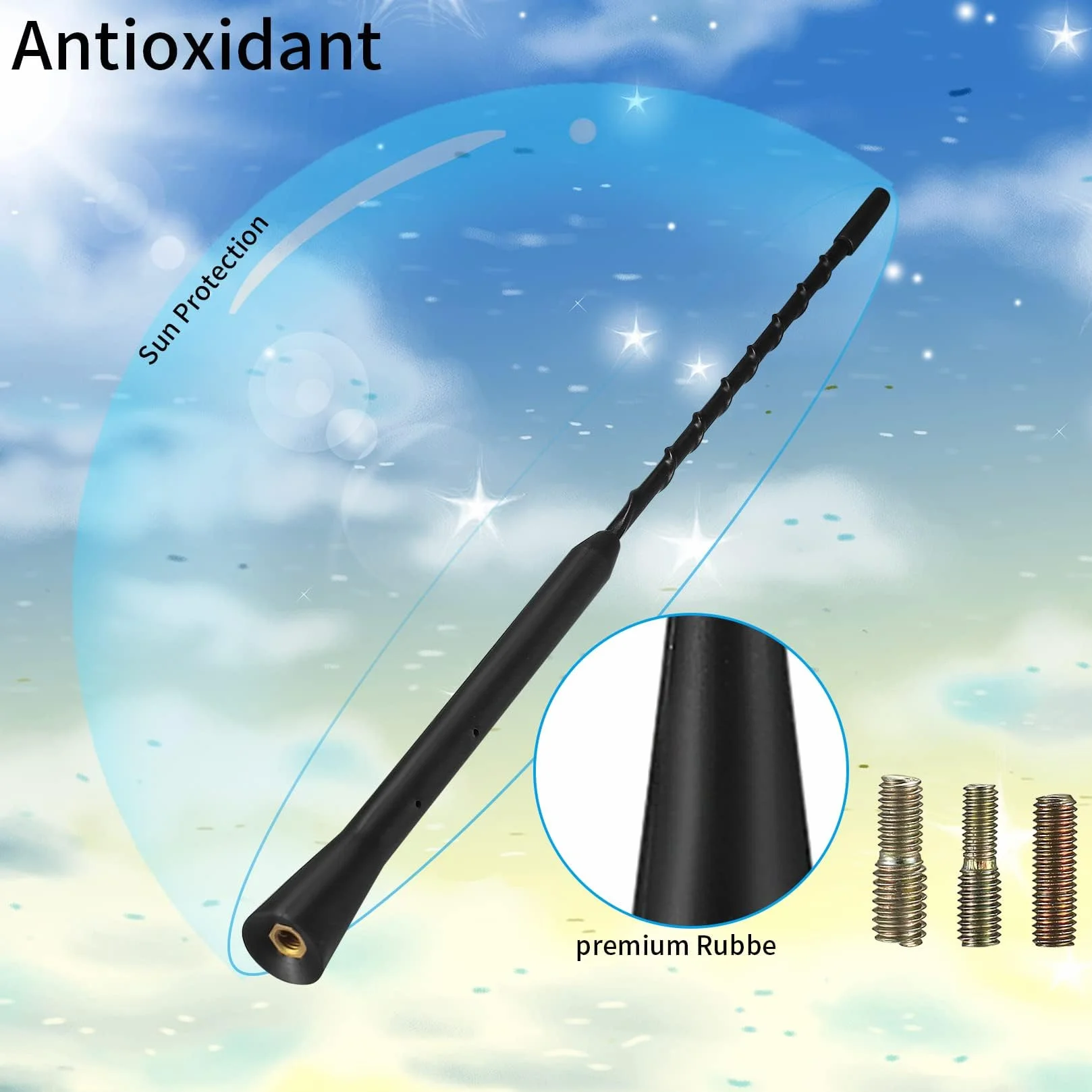 Antena samochodowa AM FM, Antena samochodowa, 28cm Uniwersalna Antena Radiowa Samochodowa, Antena Dachowa Samochodowa, Antena Radiowa Samochodowa, Wymienny Pręt Antenowy Samochodowy Antena Prętowa do