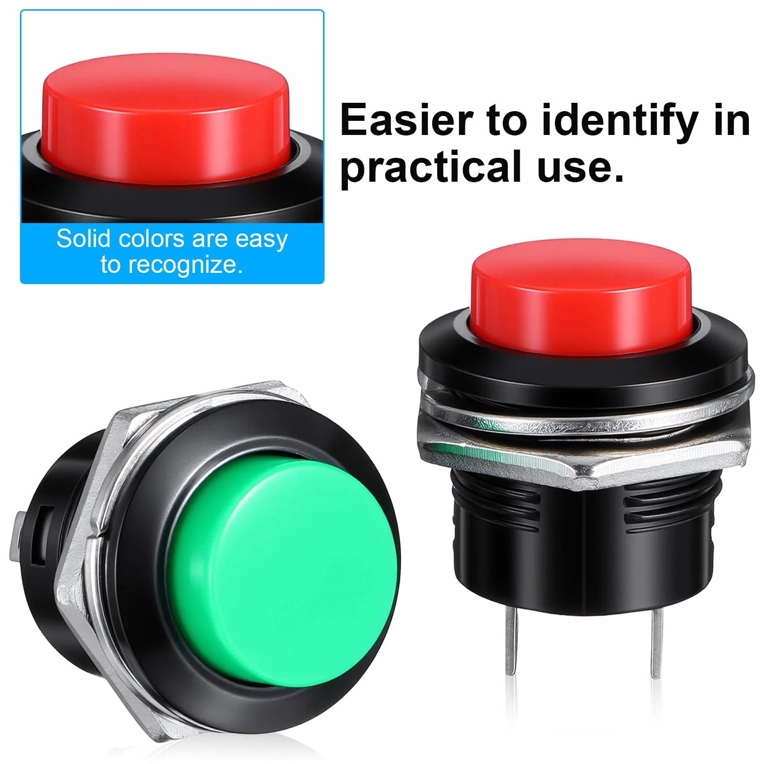 Przełączniki Push Button Momentary 16 mm 3A 250V AC 2-biegunowe 24 sztuki
