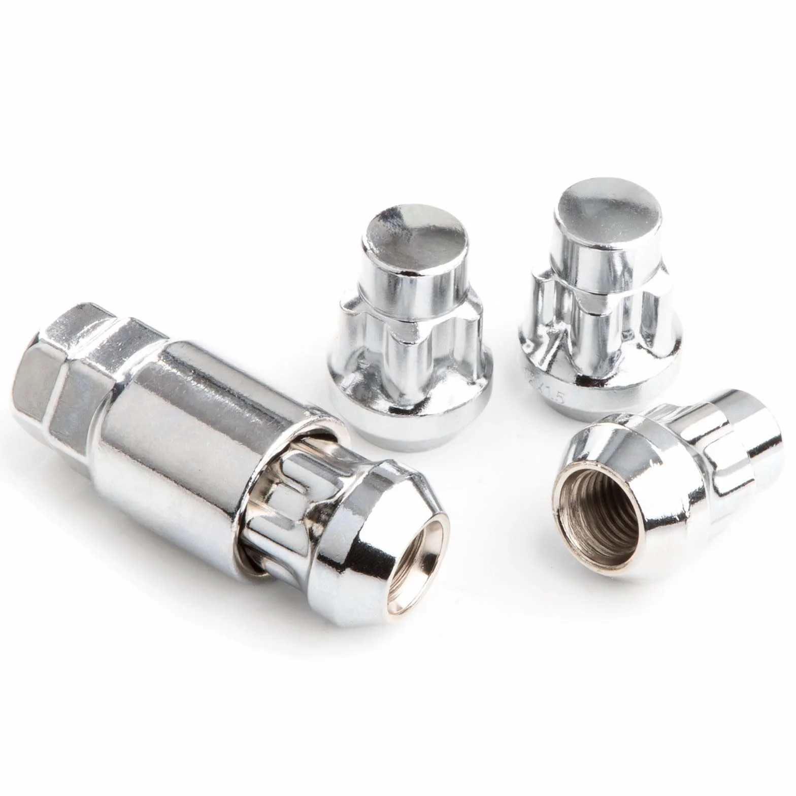 GAsupply Nakrętki zabezpieczające koła 4 + 1 M12 x 1,5, ochrona przed kradzieżą, z 1 adapterem, kompatybilne z większością F-ord Focus Fiesta, Nissan Mazda Mitsubishi, gniazdo stożkowe (chromowane)