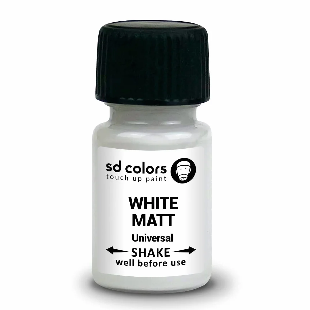 SD COLORS TOUCH UP PAINT uniwersalna mata biała, 8 ml, do małych samochodów naprawczych, metalu, drewna, tworzywa sztucznego, okien, ram, drzwi, bram