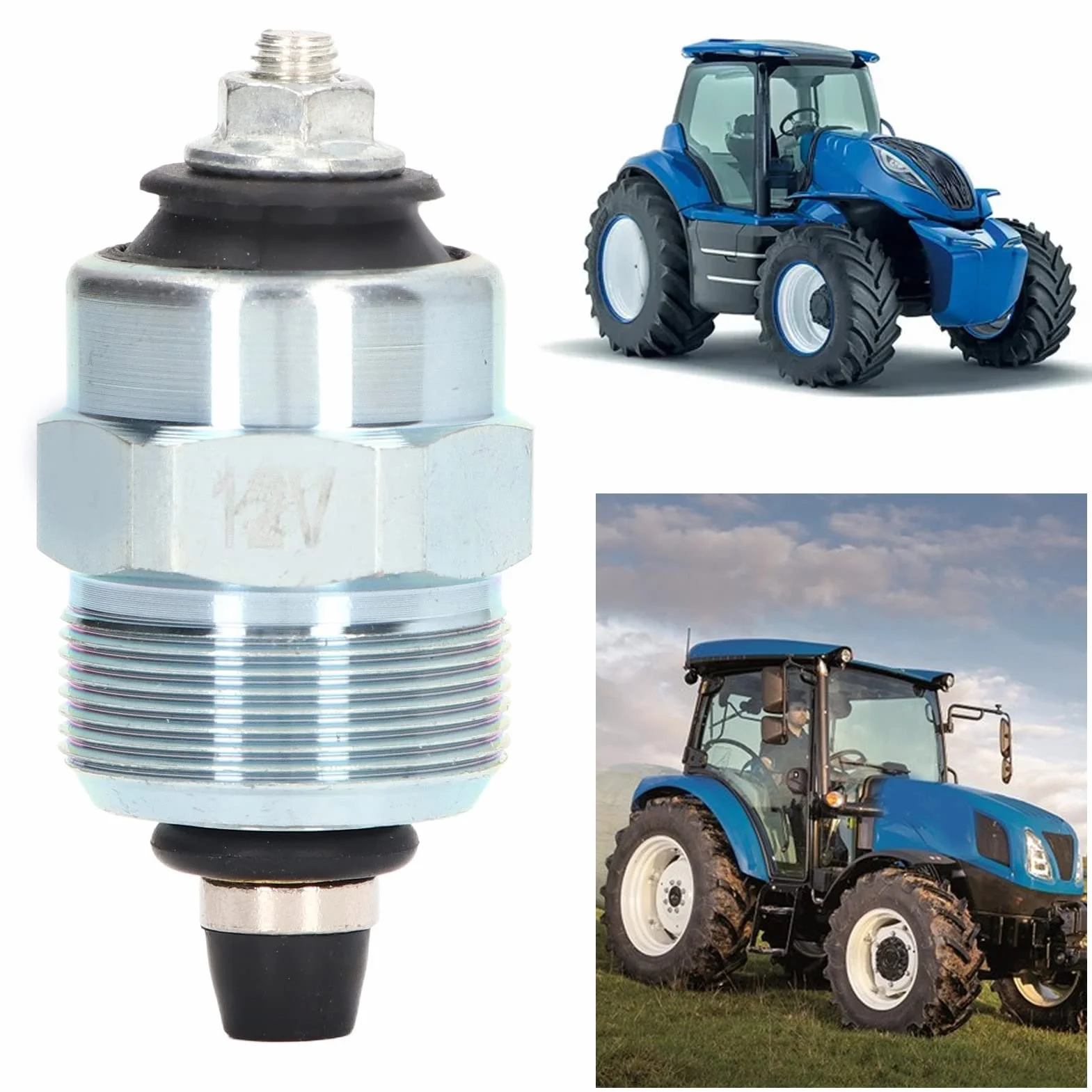 Elektromagnes Pompy Wtryskowej Paliwa, 12V 1A Silnik Wysokoprężny Pompa Paliwa Wymiana Zaworu Elektromagnetycznego Rozrusznika Kompatybilny z New Holland 3830 4030 4230 4330