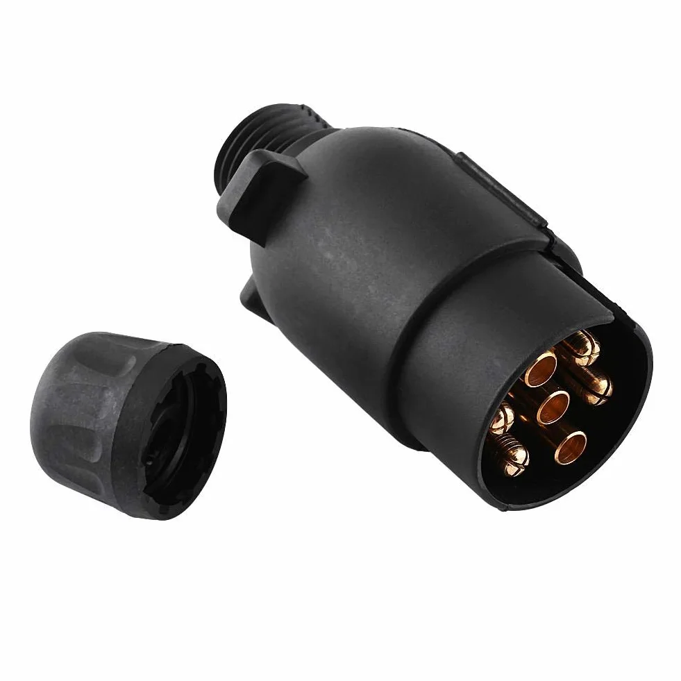 Suuonee Wtyczka przyczepy 12V 7-pinowa Typ N plastikowa czarna