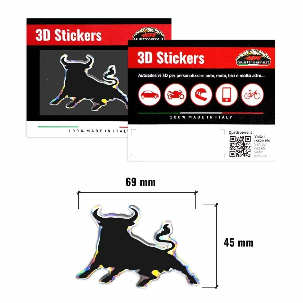 4R Quattroerre.it 32130 naklejka 3D Stier Sticker HQ, 69 x 45 mm