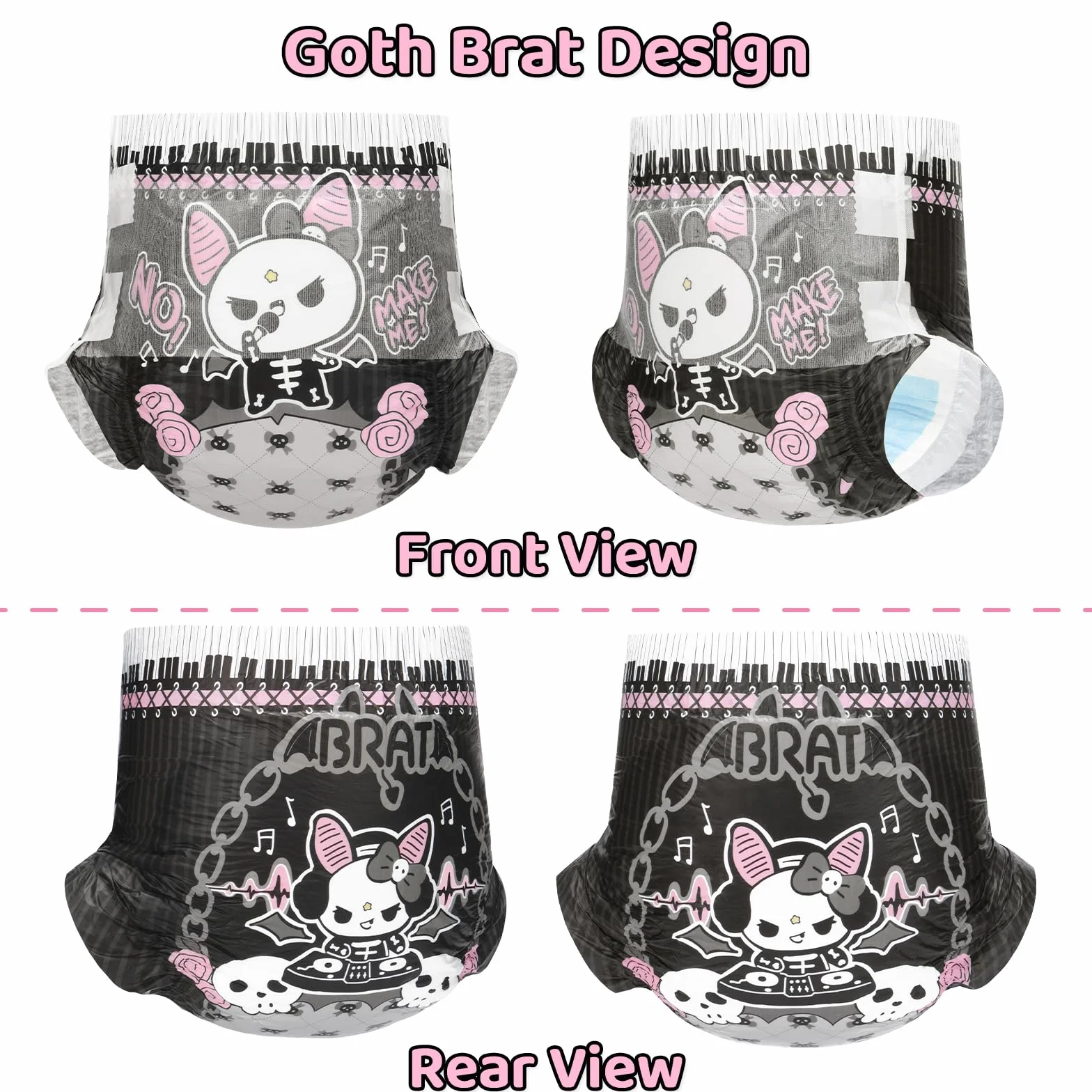 LittleForBig Chłonny Ultra 7000 ml Pielucha dla dorosłych 10 sztuk Goth Brat XL