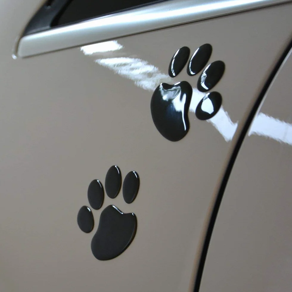 Czarna 3D chromowana łapa psa ślad naklejka naklejka auto samochód emblemat kalkomania dekoracja (czarna)