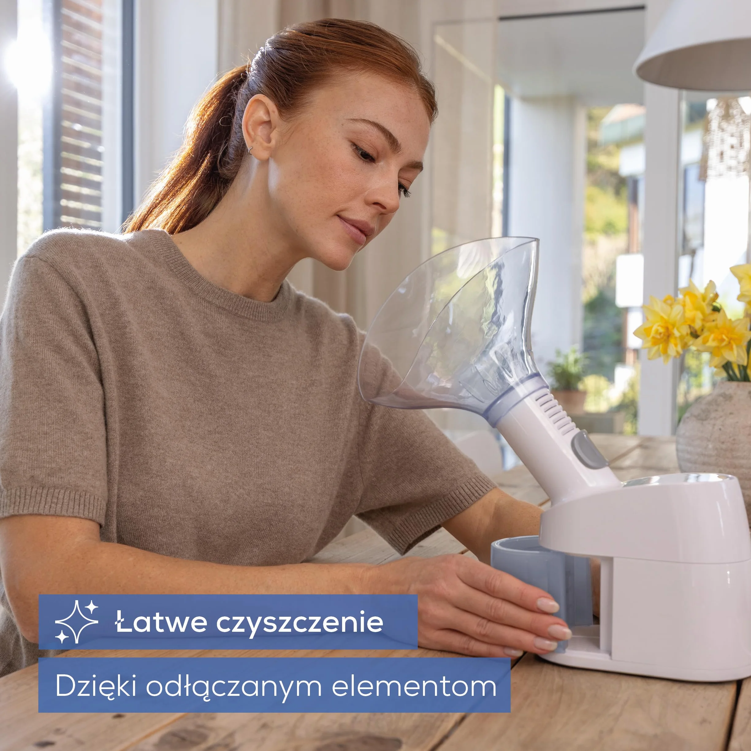 Beurer SI 40 inhalator parowy do nawilżania ust nosa gardła nebulizacja soli fizjologicznej olejków eterycznych