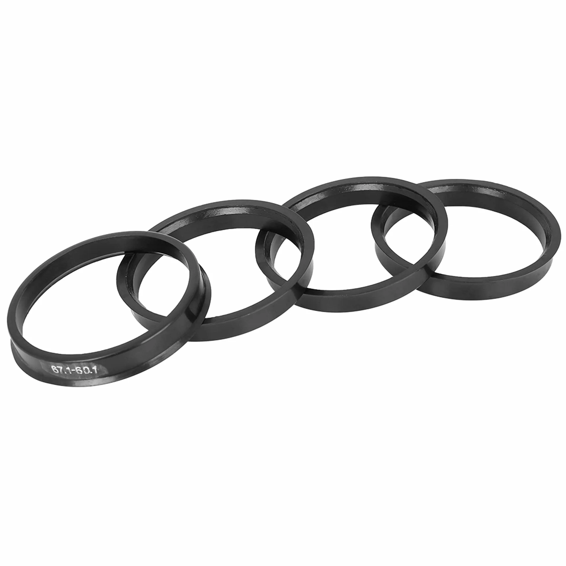X AUTOHAUX 4 sztuki pierścieni centrujących z tworzywa sztucznego, uniwersalne pierścienie dystansowe od 67,1 do 60,1 mm, czarne