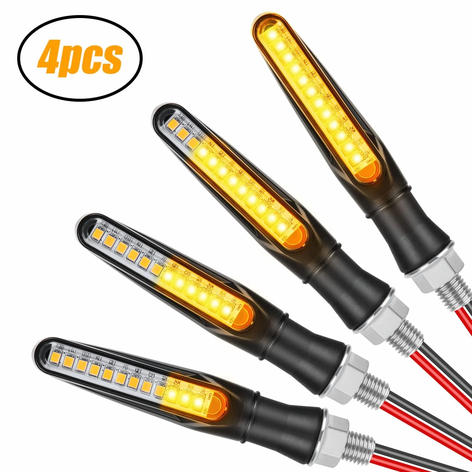 URAQT 4 szt. kierunkowskazów motocyklowych, tryb Flowing, kierunkowskazy motocyklowe, 12 V, 12 diod LED, uniwersalne, wodoodporne, do quadów Cruiser Off Road