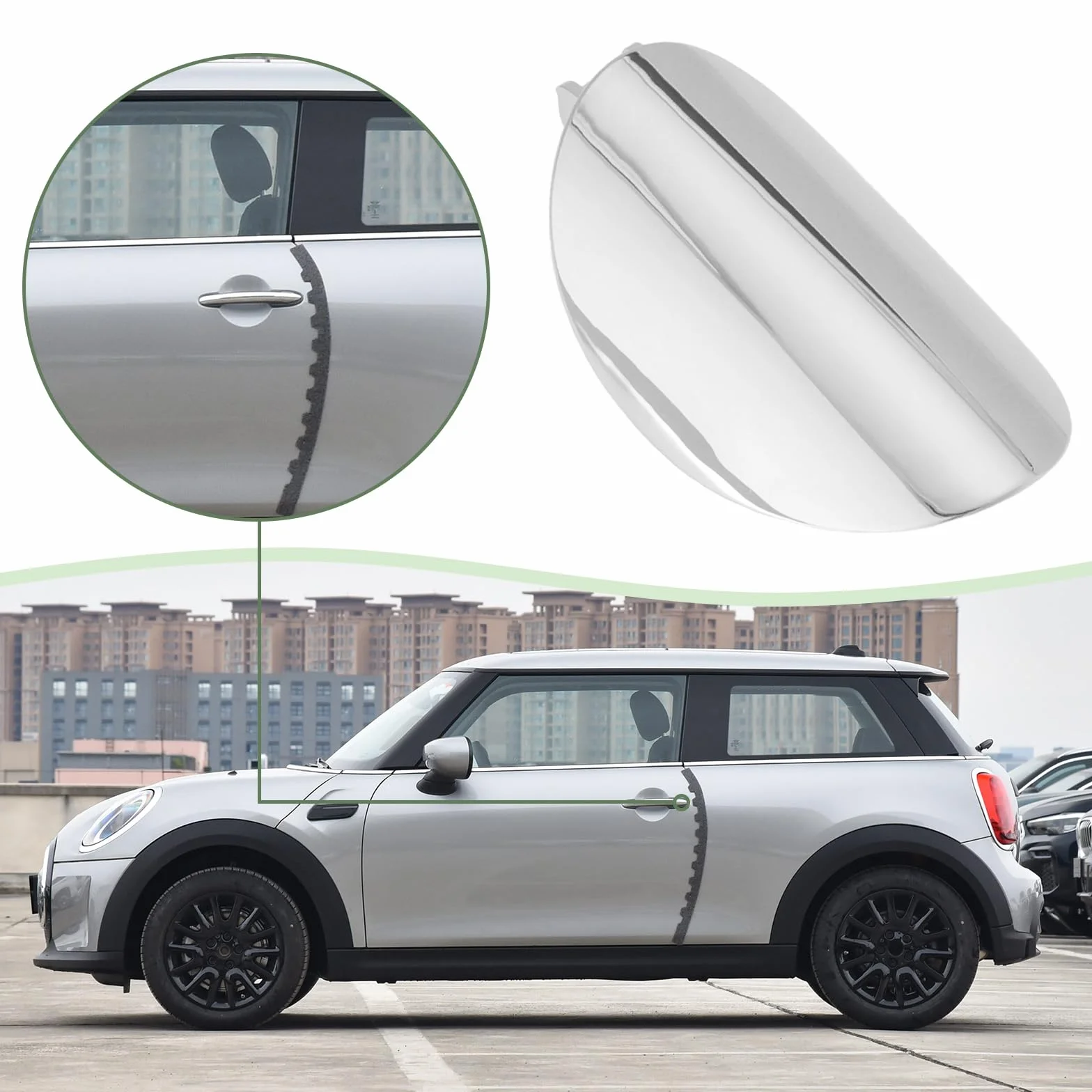 Pokrywa klamki zewnętrznej zamiennik 51217431945 osłona rdzenia klucza kompatybilna z Mini Cooper F55 F56 2013-2019 chrom