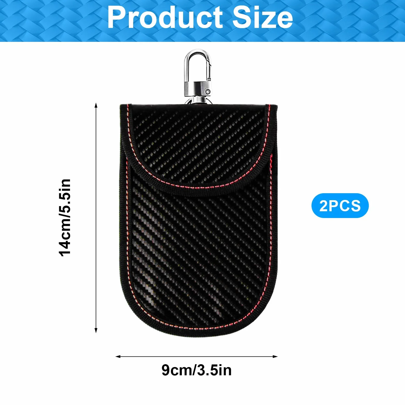 Faraday etui na kluczyki samochodowe, etui blokujące sygnał na kluczyki samochodowe, torba blokująca RFID, torba Faraday, antykradzieżowa, bez kluczyka, etui ochronne (czerwone, niebieskie), 2 szt