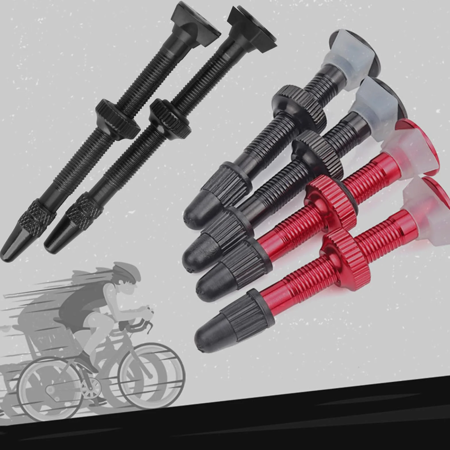 TRIWONDER Zawory rowerowe bezdętkowe 40 mm 60 mm trzonek zaworu 2 sztuki do rowerów szosowych MTB Opony bezdętkowe (Czarny - 60 mm)