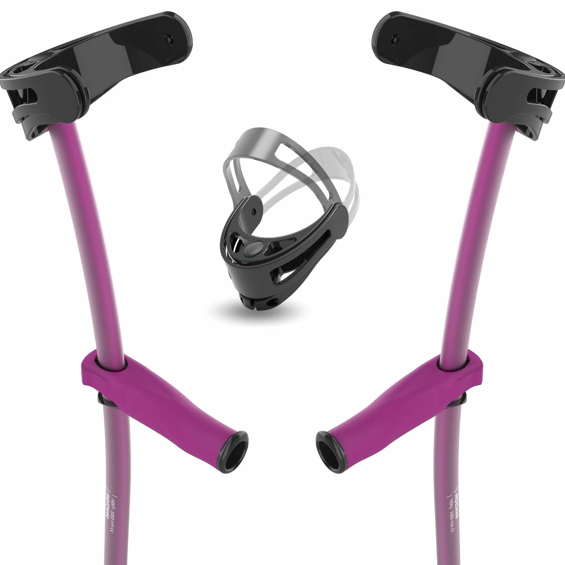 INDESmed aluminiowe kule ortopedyczne z uchylnym łokciem ergonomiczny uchwyt fioletowy L 175-185 cm