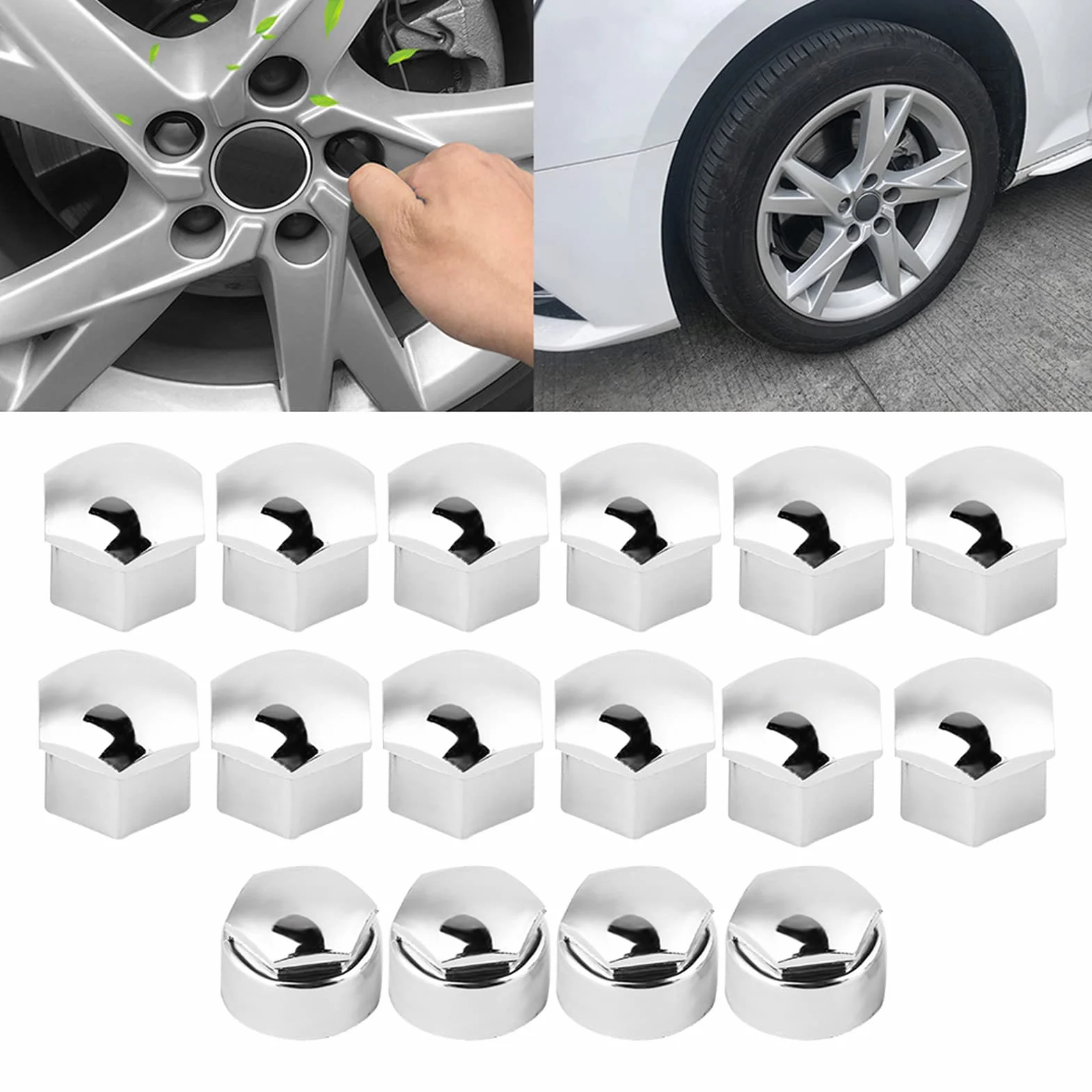 Pokrywa śruby koła 17 mm, Duokon 20 sztuk 17 mm nakrętka samochodowa koło Auto piasta śruba zabezpieczenie przed kradzieżą (srebrna)