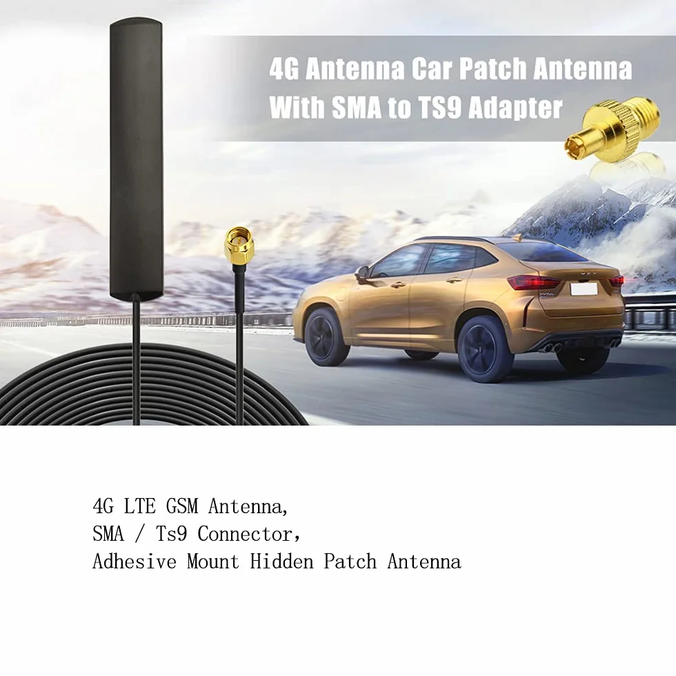 Superbat Antena 4G LTE GSM Omni-Directional 700-2600 MHz, montaż samoprzylepny, antena z SMA Male Connector do samochodu, hotspotu, routera, modemu bramy 10ft