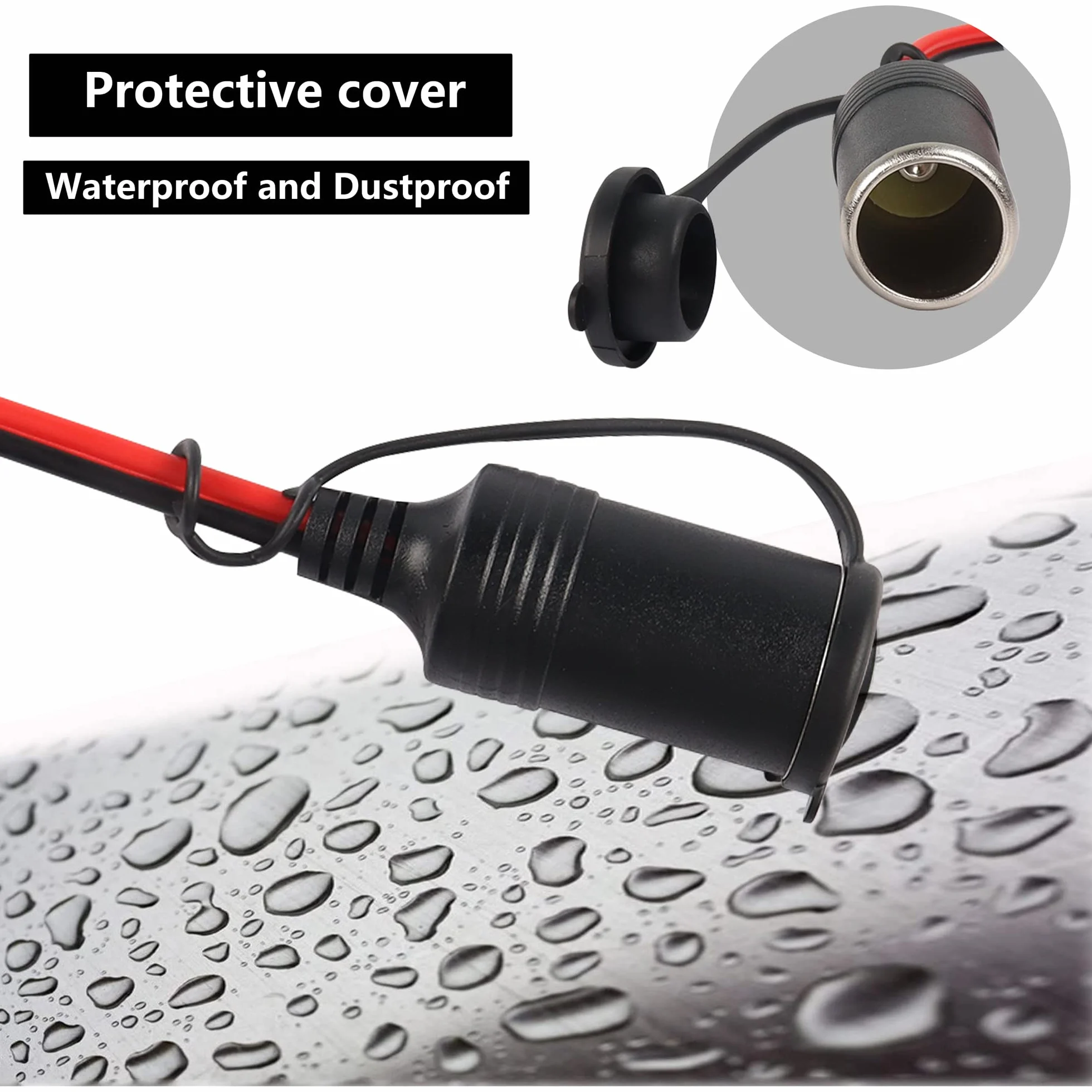 GELRHONR XT60 żeńskie gniazdo zapalniczki samochodowej, 14AWG 12V/24V XT60 żeńskie żeńskie gniazdo zapalniczki samochodowej z wodoodporną osłoną pyłoszczelną-1,5 m