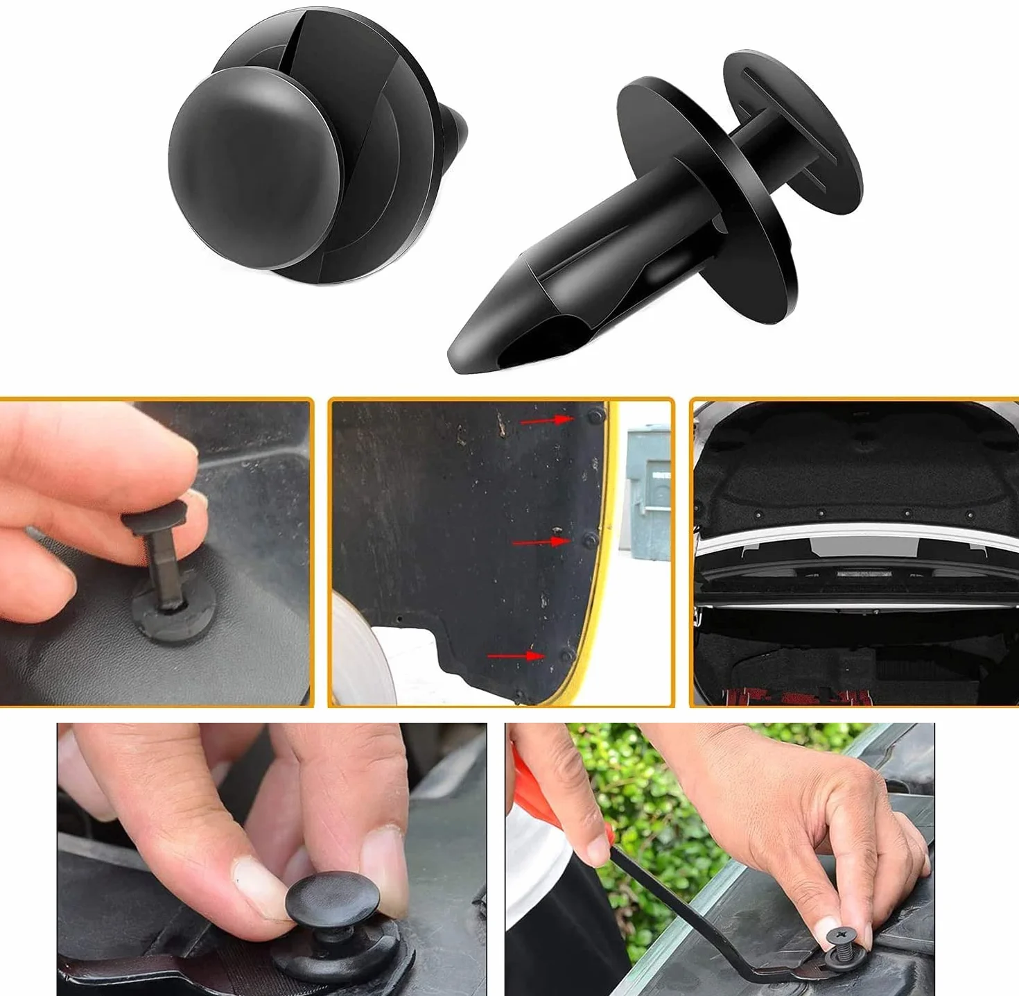 125 sztuk Nity Plastikowe, Uniwersalne Auto Nity Plastikowe Klipy Nit Trim Clamp Drzwi Samochodowe Zderzak Plastikowy Panel Sealing Strip Stałe Klipy z Demontaż Narzędzie