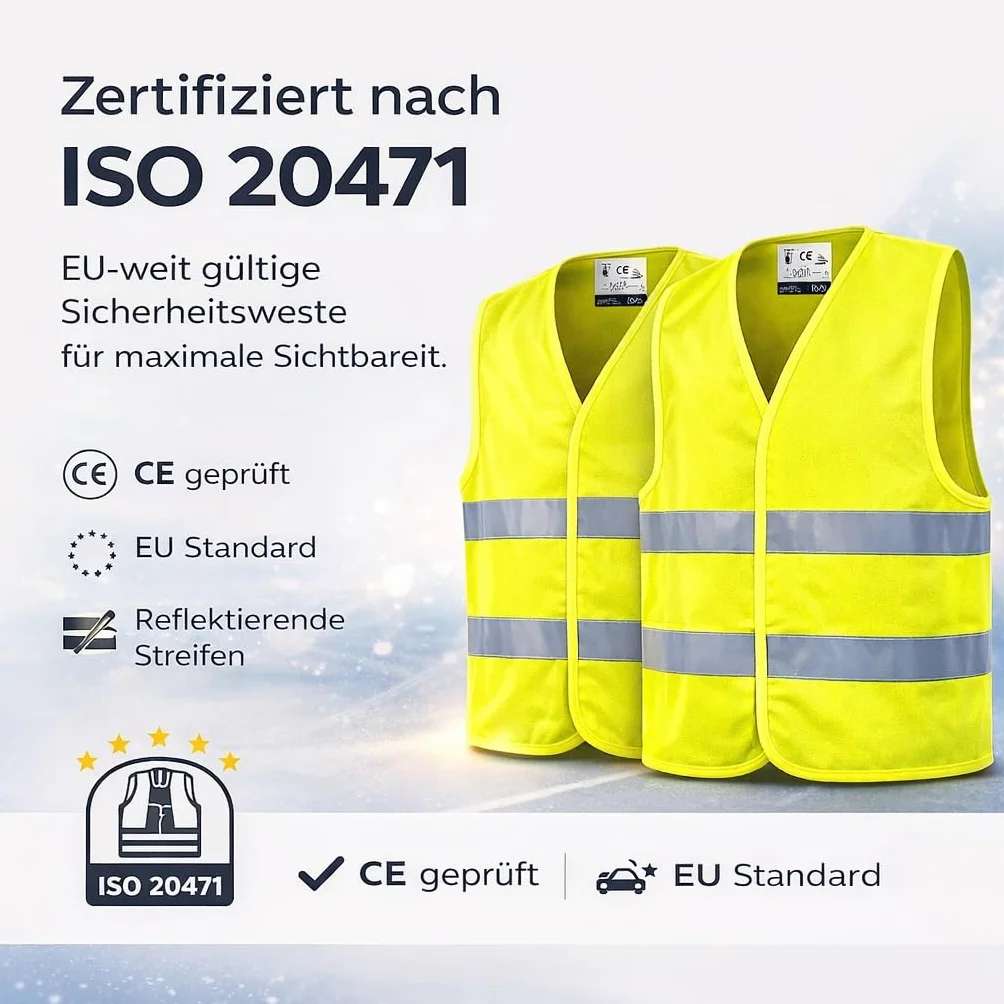 4 x kamizelka ostrzegawcza do samochodu 2026 i 2027: kamizelka bezpieczeństwa ISO20471, neonowożółta, do samochodów osobowych i ciężarowych, odblaskowe kamizelki awaryjne, akcesoria samochodowe