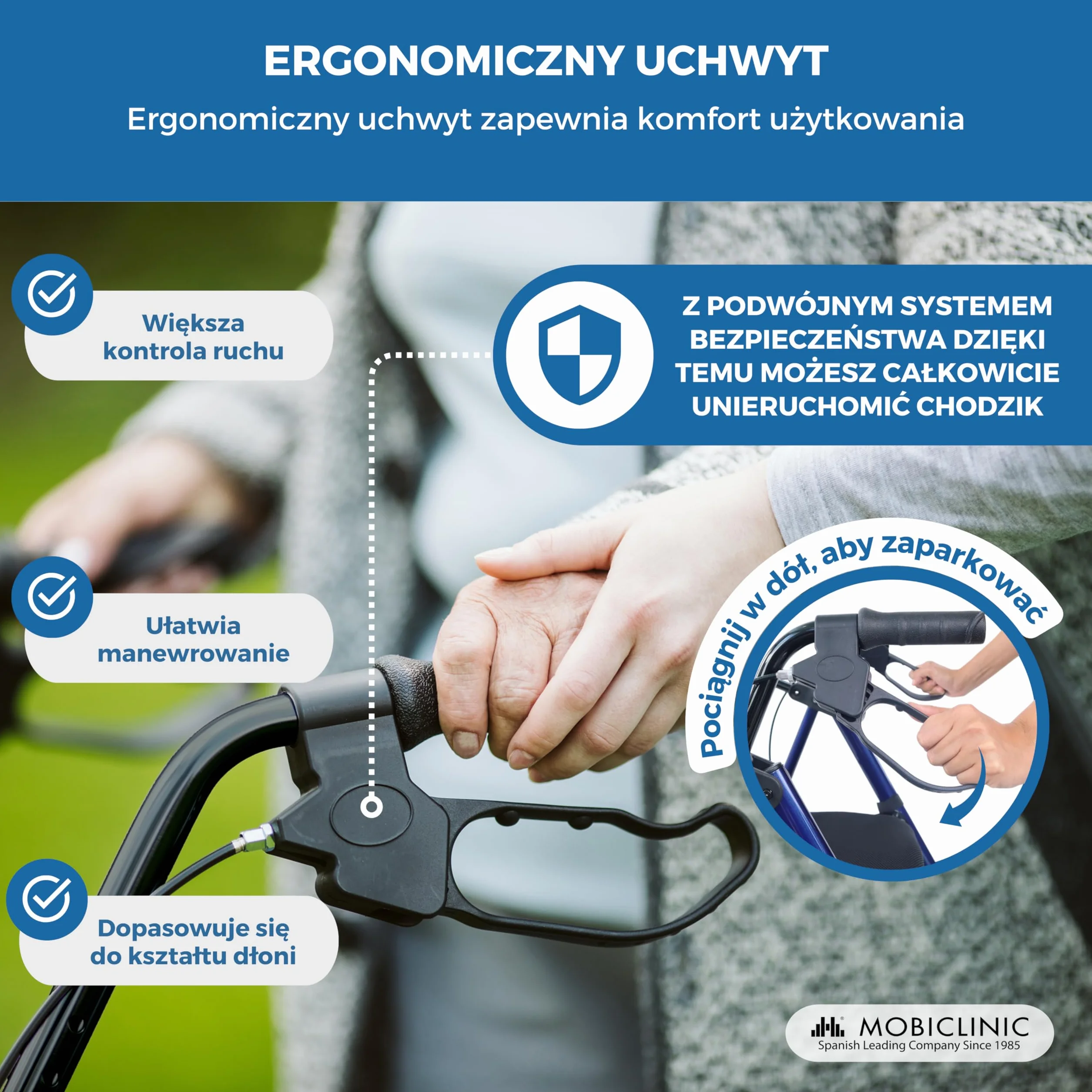 Mobiclinic Rollator Składany Regulowany 4 Koła Niebieski