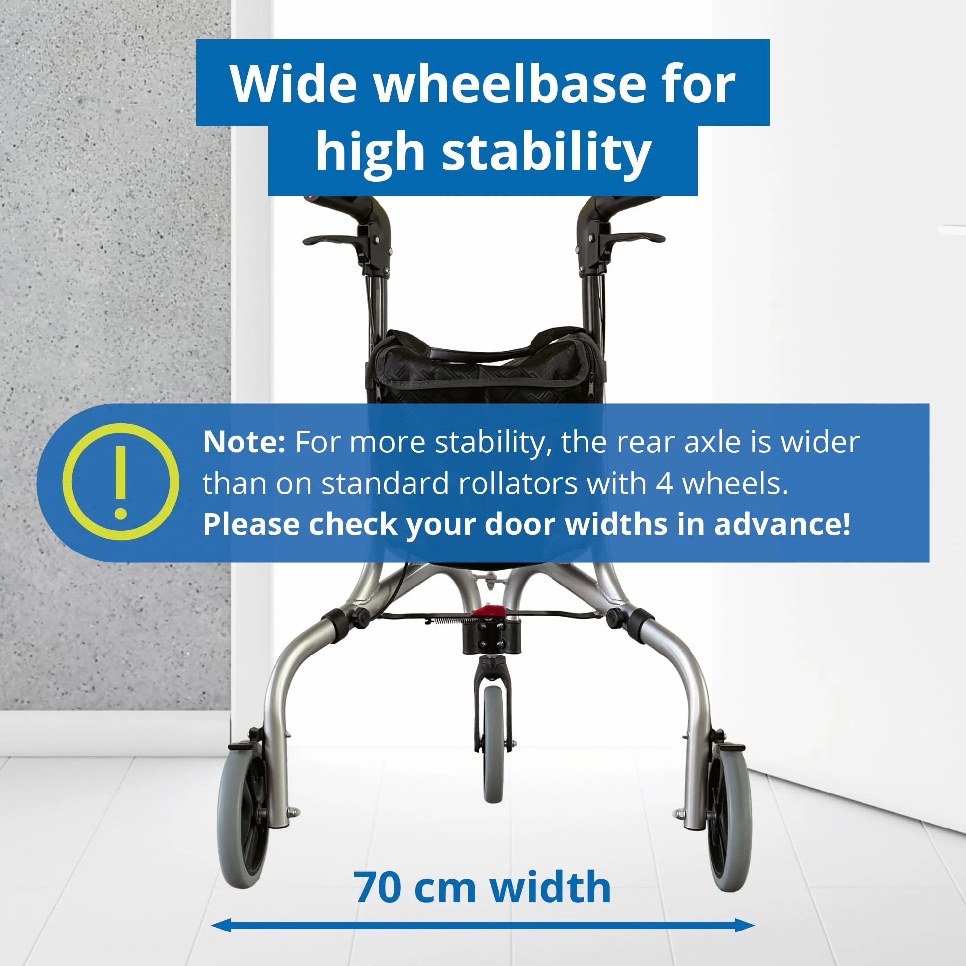 WEINBERGER Aluminium Rollator faltbar 3 Räder 4,2 kg Silber-Schwarz Modell 02217