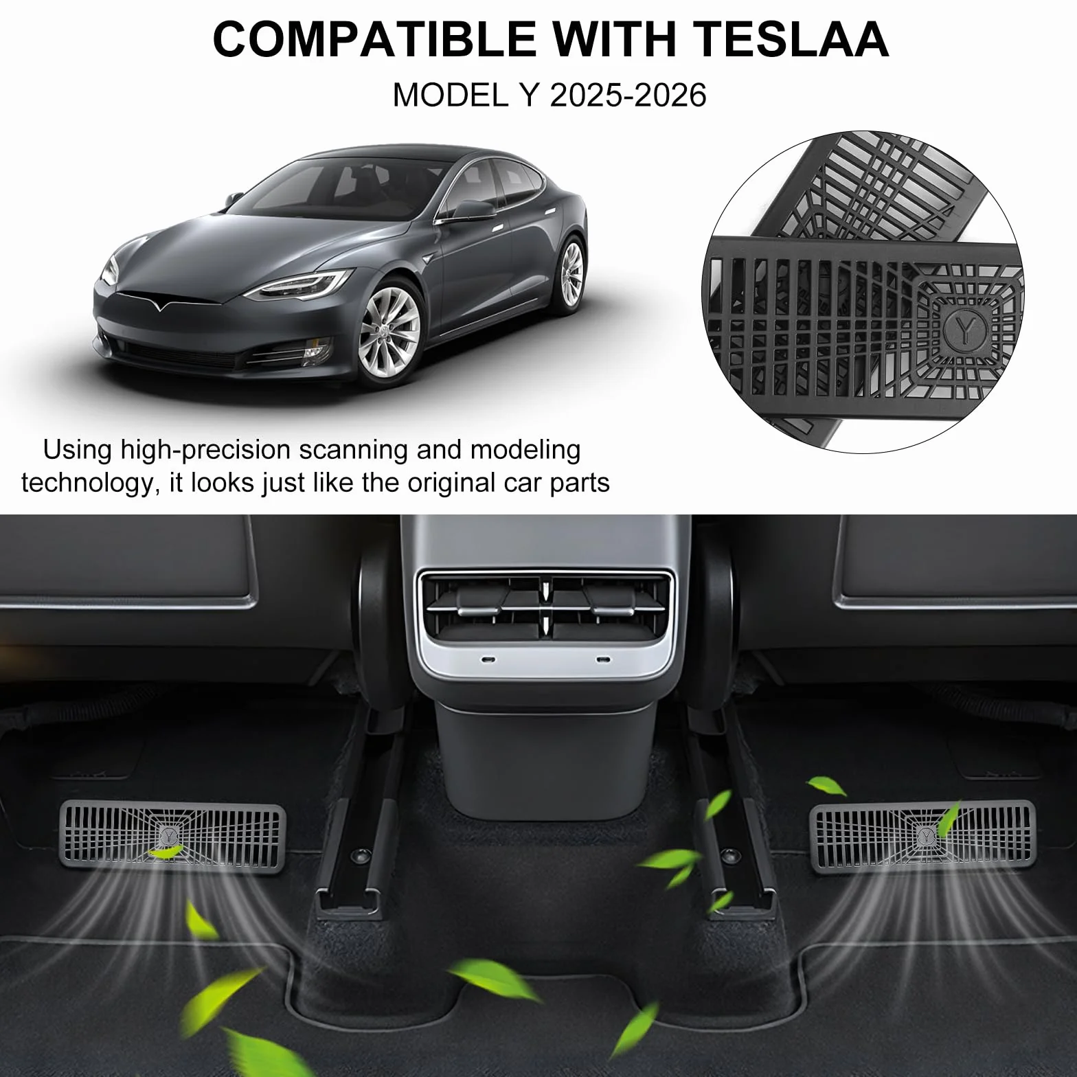 Tesla model Y Juniper 2025 2026 osłona wentylacyjna do samochodu samochodu Air Vent osłona wentylacyjna do Tesl-a Model Y Juniper 2025 2026 na tylne siedzenie klimatyzacji Outlet Cover Model Y