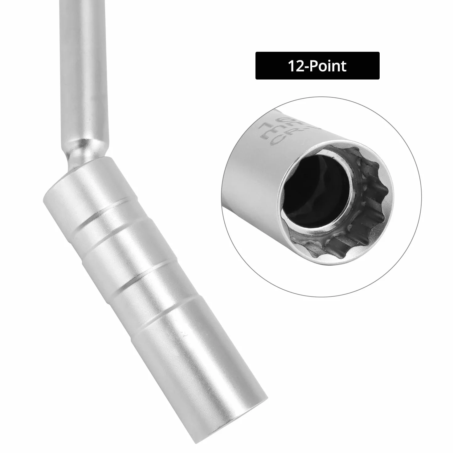 QWORK® Klucz do świecy zapłonowej 16 mm, 12 stron, 3/8", obrotowe gniazdo magnetyczne 360°, cienka ścianka i długi trzonek