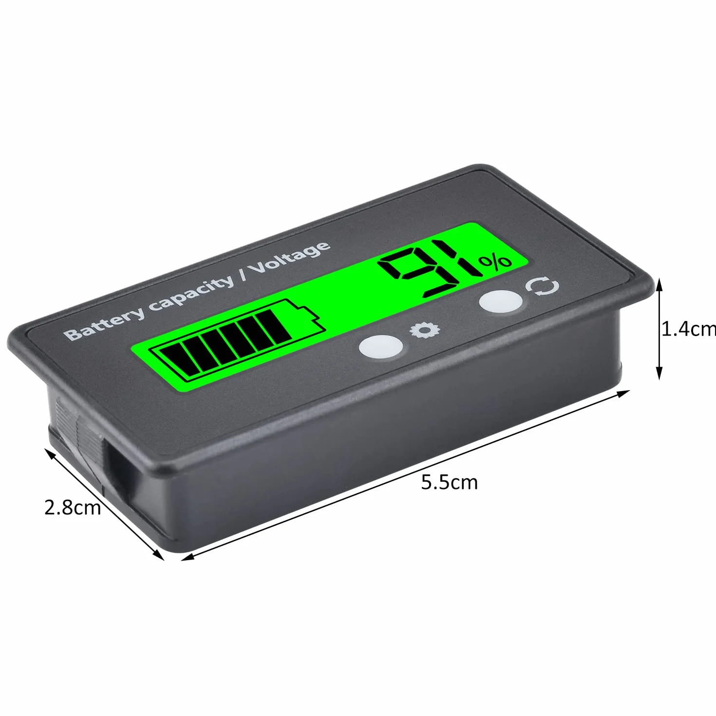 Monitor pojemności akumulatora, miernik DC8-120 V, DC12 V, 24 V, 36 V, 48 V, 72 V, 84 V, 96 V, z alarmem akustycznym, wskaźnikiem baterii ołowiowej i litowo-jonowej, zielony