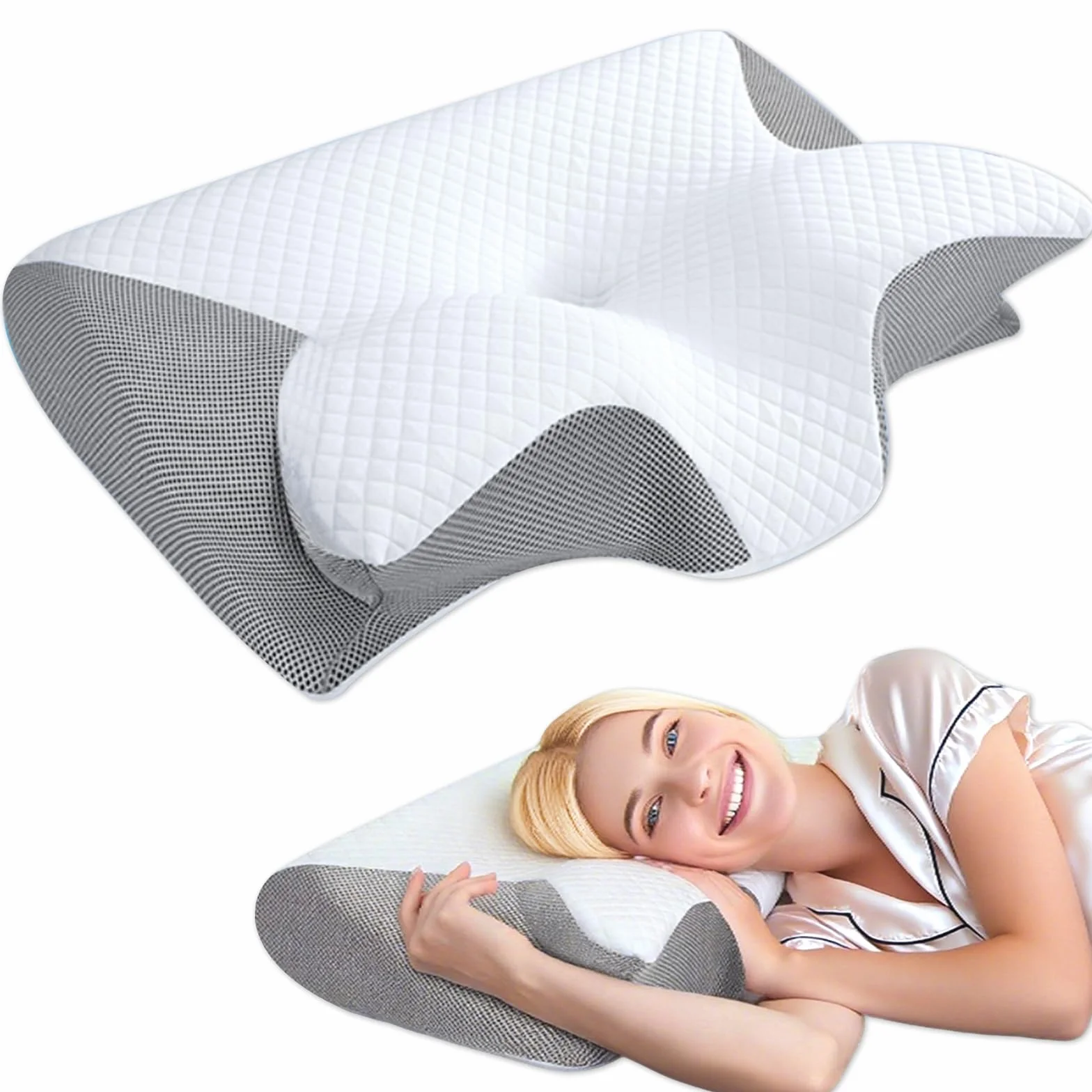 Ortopedyczna poduszka pod kark z pianki z pamięcią kształtu, ergonomiczna poduszka pod głowę, ból karku, pianka z pamięcią kształtu, poduszka pod głowę na boki, plecy i brzuch, dla osób śpiących na