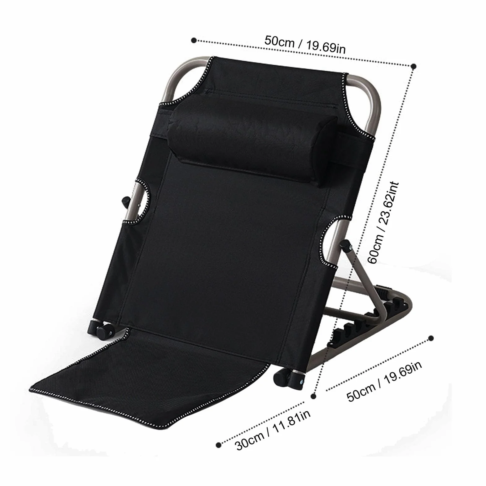 Regulowane Oparcie łóżka z poduszką Pod głowę, Składane Podparcie Klinowe (BLACK)