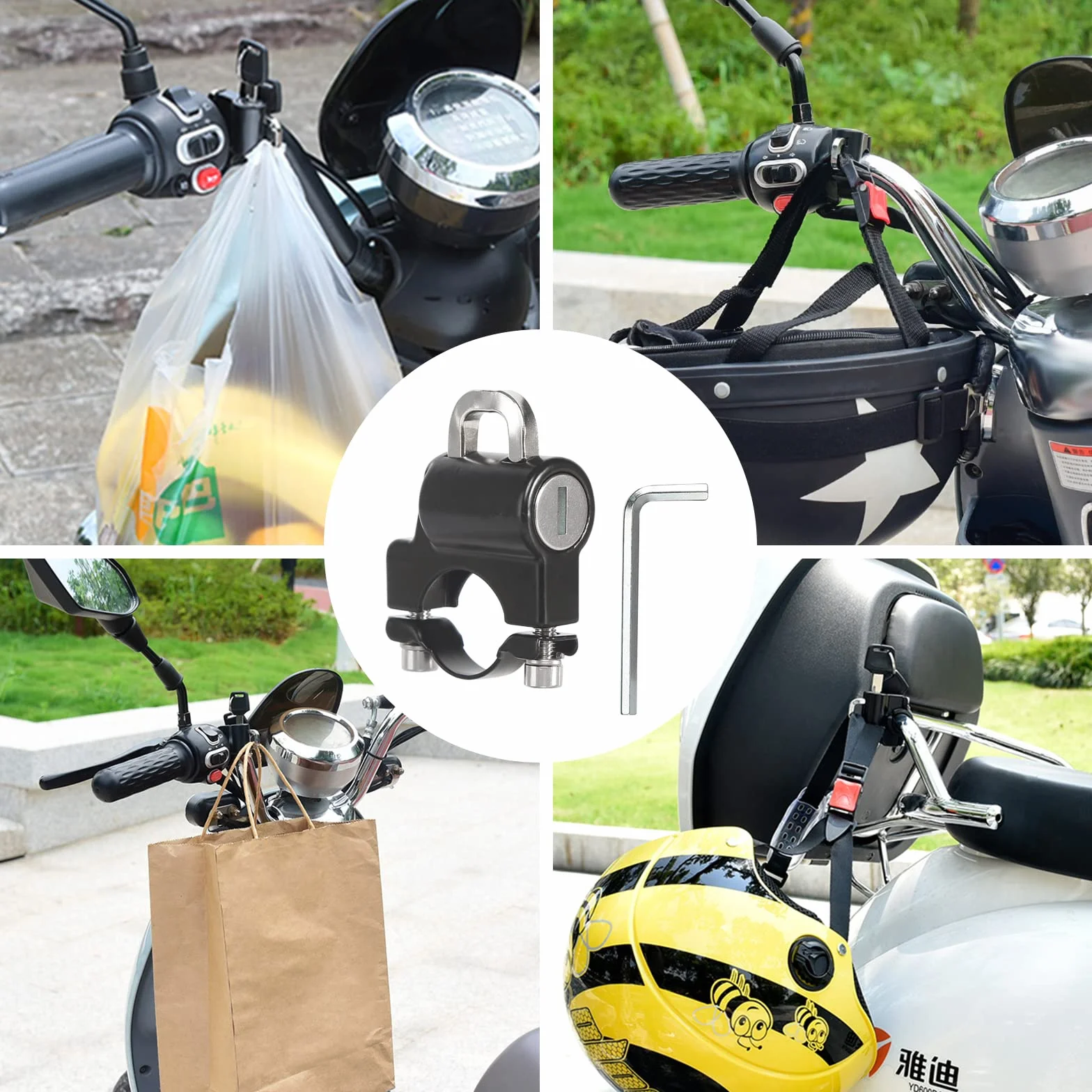 2 szt. Kłódka Kask Motocykl Uniwersalny Akcesoria do Jazda Nadaje się Aluminium do Kierownicy 22 mm - 28mm