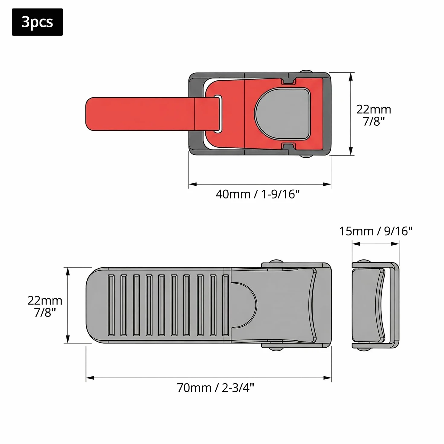 QWORK® 3 sztuki uniwersalne zapięcia do kasku rowerowego z szybkim uwalnianiem