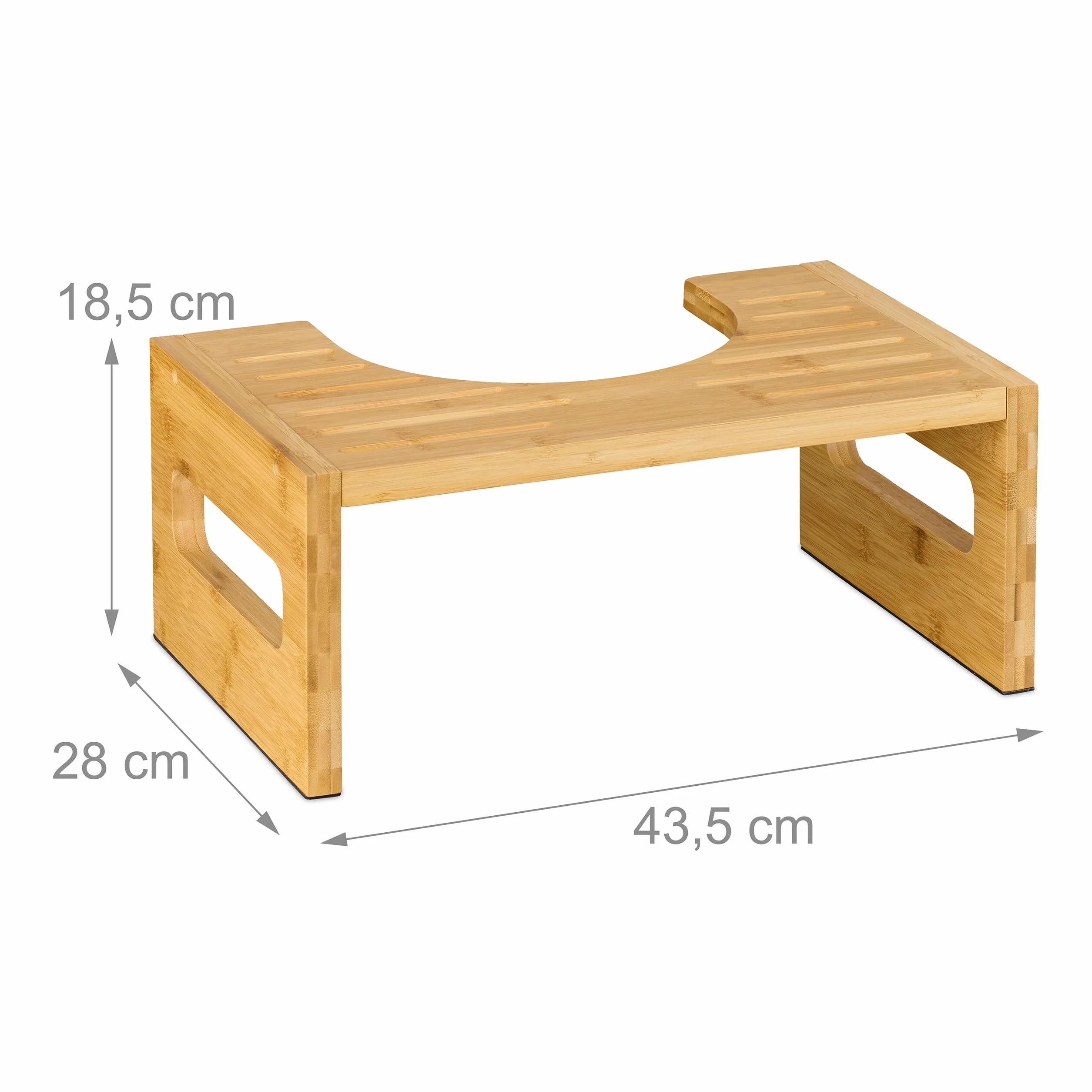Relaxdays Taboret toaletowy bambusowy 18,5 x 43,5 x 28 cm naturalny