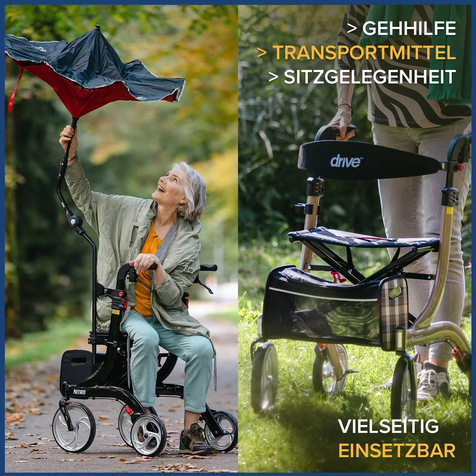 Drive Medical Rollator Nitro Größe M, weiß