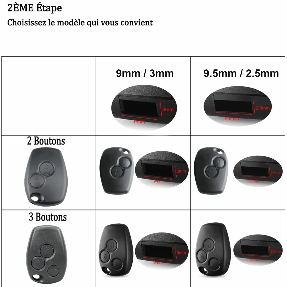 OGGIPRO Etui na klucze z 3 przyciskami bez ostrza kompatybilne z Renault Clio 3, Twingo 2, Master 3, Kangoo 2, Trafic i Modus, obudowa kluczyka samochodowego z pilotem zdalnego sterowania