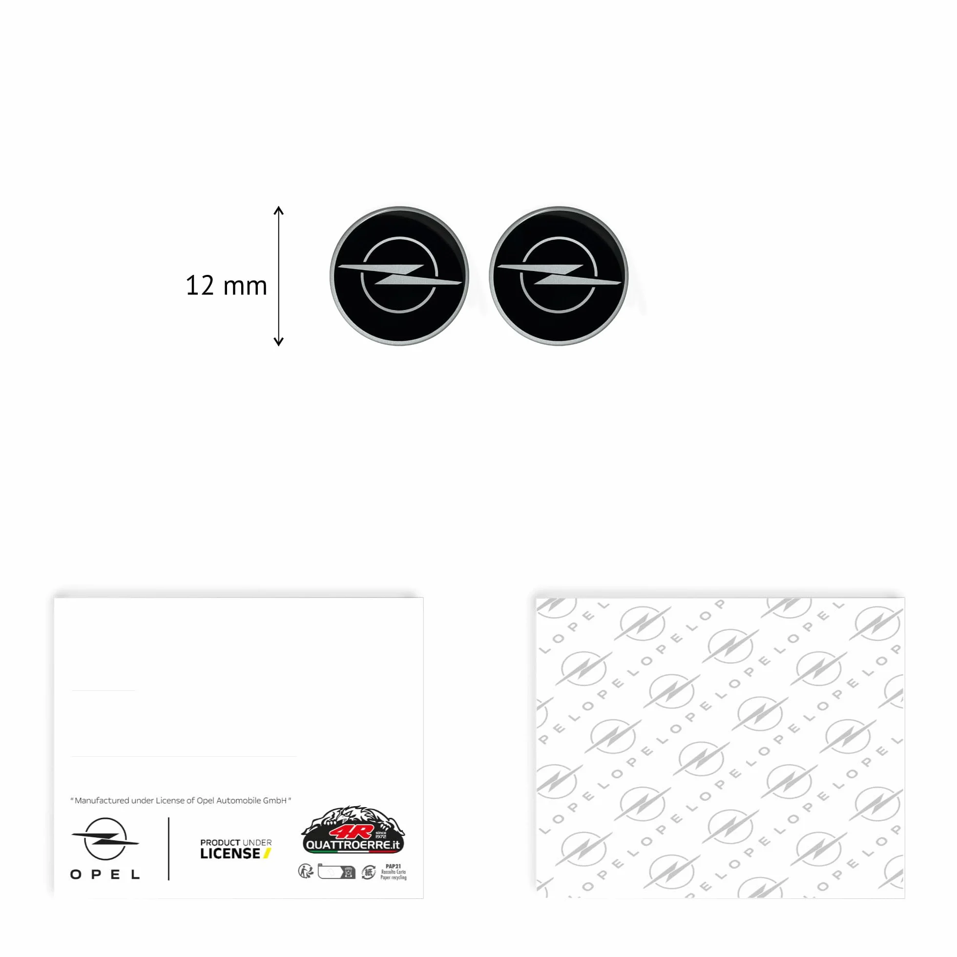 4R Quattroerre.it Emblemat Naklejki 3D, Kompatybilny z Opel, Licencjonowany Produkt (Czarny, 12 mm)