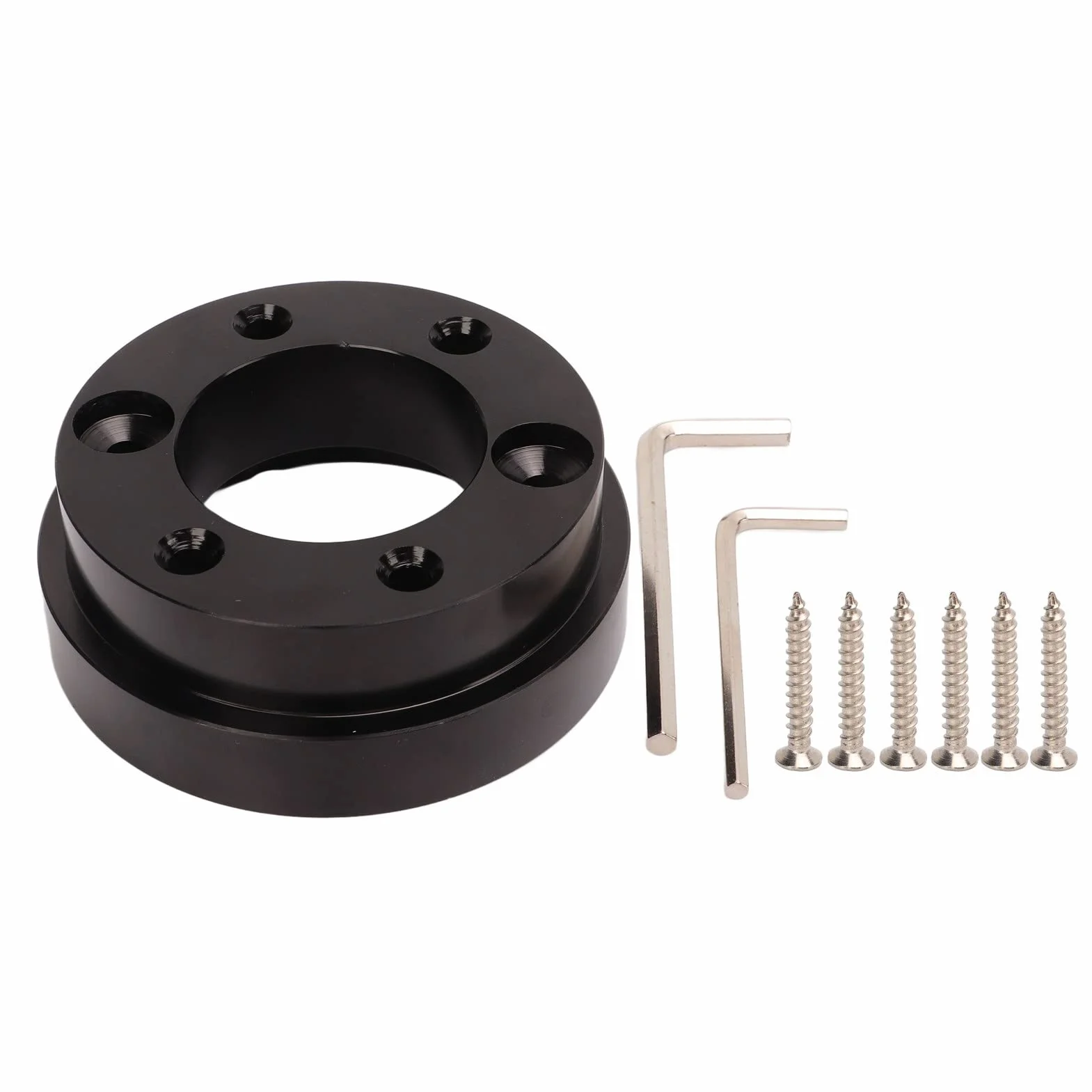 Adapter Piasty Kierownicy 70 Mm, Adapter Kierownicy ze Stopu Aluminium z 6 śrubami i 2 Kluczami Sześciokątnymi Montaż Samochodu CNC do G25 G27 G29 G920 13 14 Cali, Zestaw Szybkiego