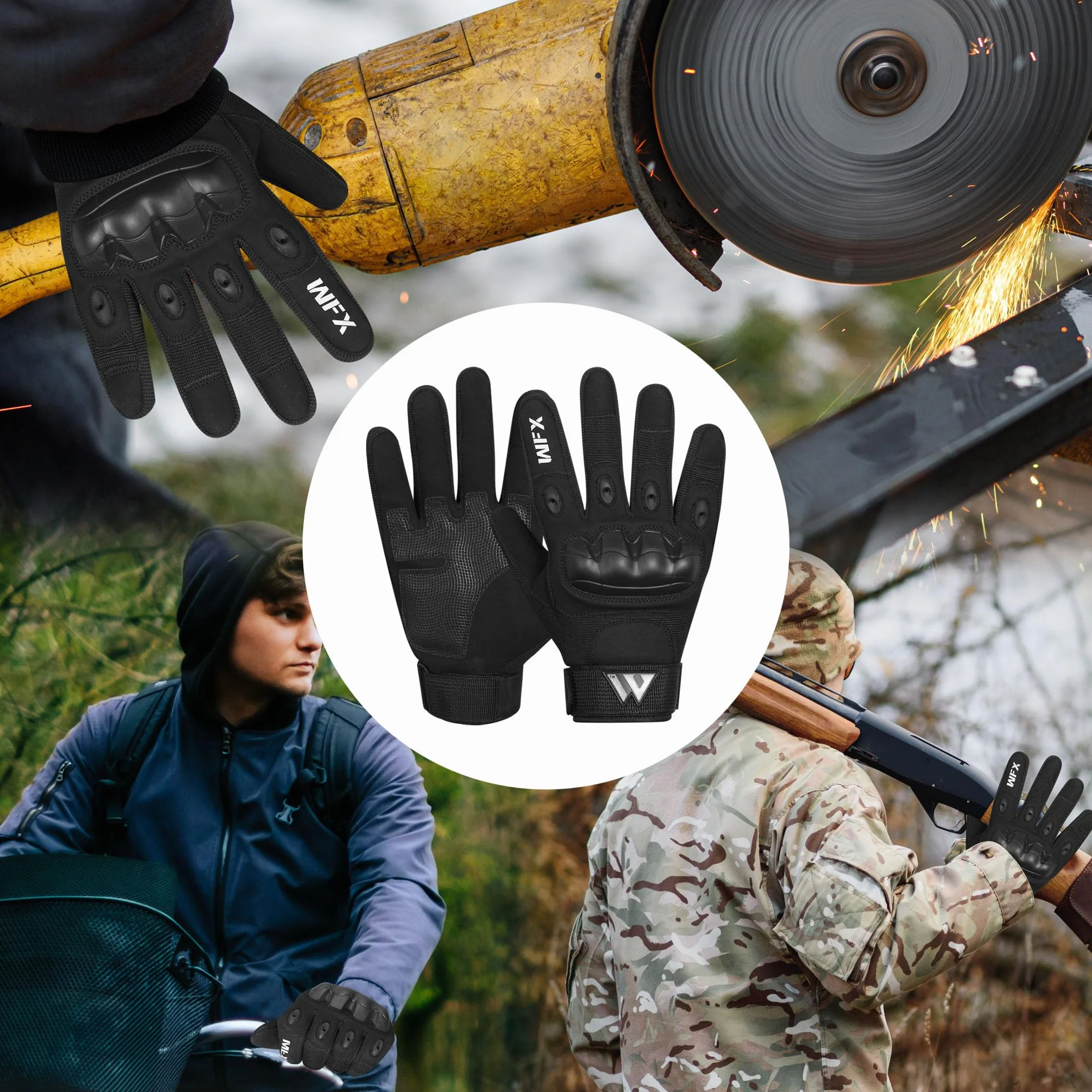 WFX Rękawice motocyklowe, pełne palce, ekran dotykowy, oddychające, ochronne rękawice motocyklowe, do jazdy na wyścigach szosowych, wspinaczki, wyścigów motocrossowych, jazdy na rowerze, BMX, ATV,