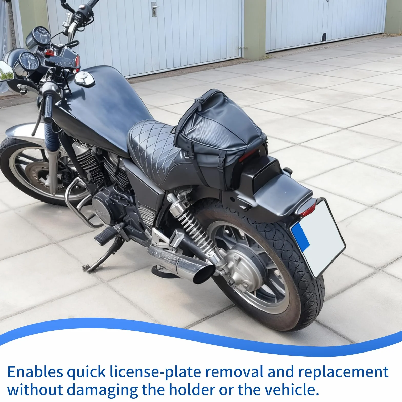 Uchwyt tablicy rejestracyjnej na rzep do tablicy rejestracyjnej motocykla, samoprzylepny, na rzep, z narzędziami montażowymi (180 x 200 mm, 2 pary)