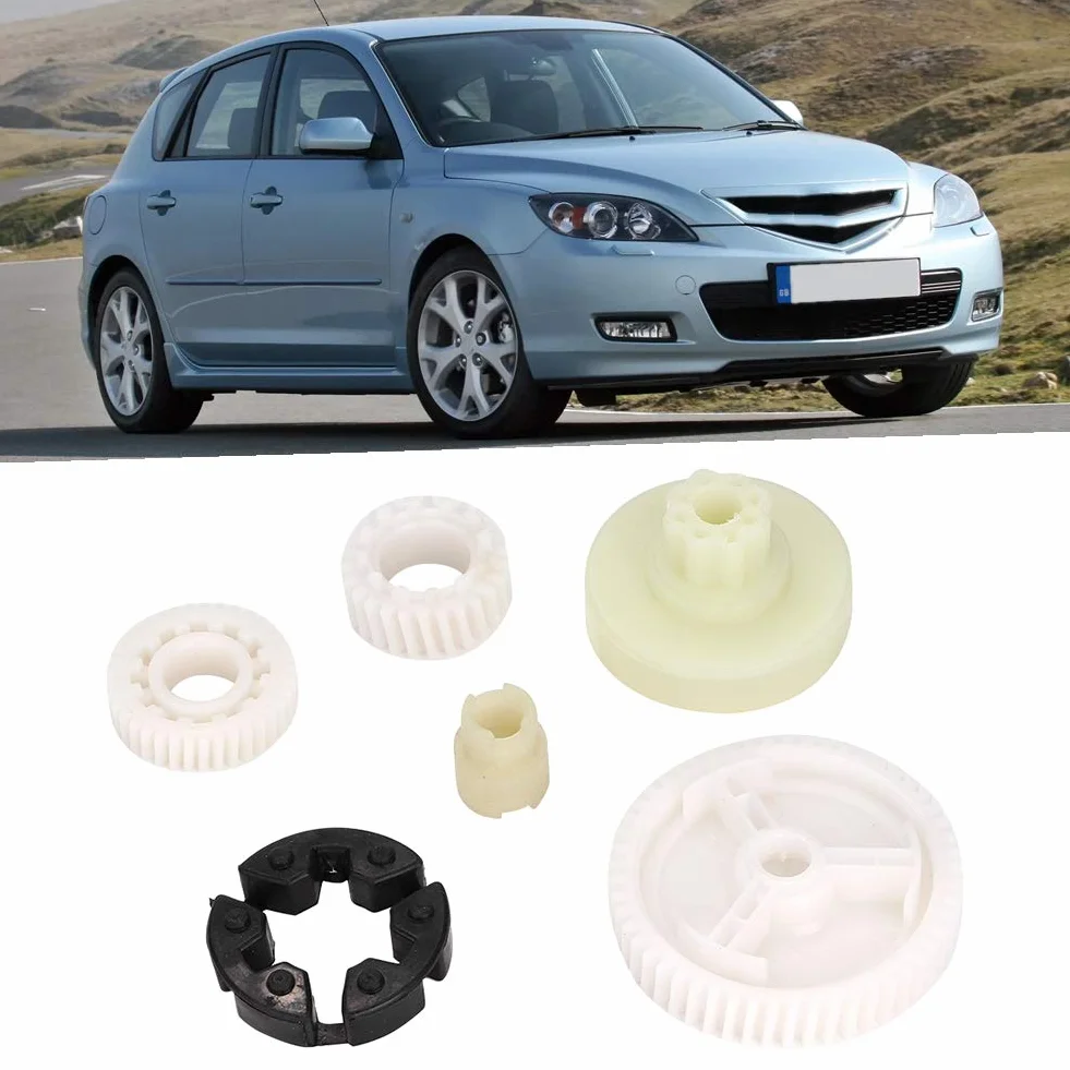 6 Sztuk Szyby Samochodowe Zestaw do Wymiany Przekładni Silnika Fit, Szklany Podnośnik ABS Regulator Mocy Zestaw Naprawczy dla 3/5/ CX-7 / CX-9 / RX-8 / Sport, GJ6A5958XF