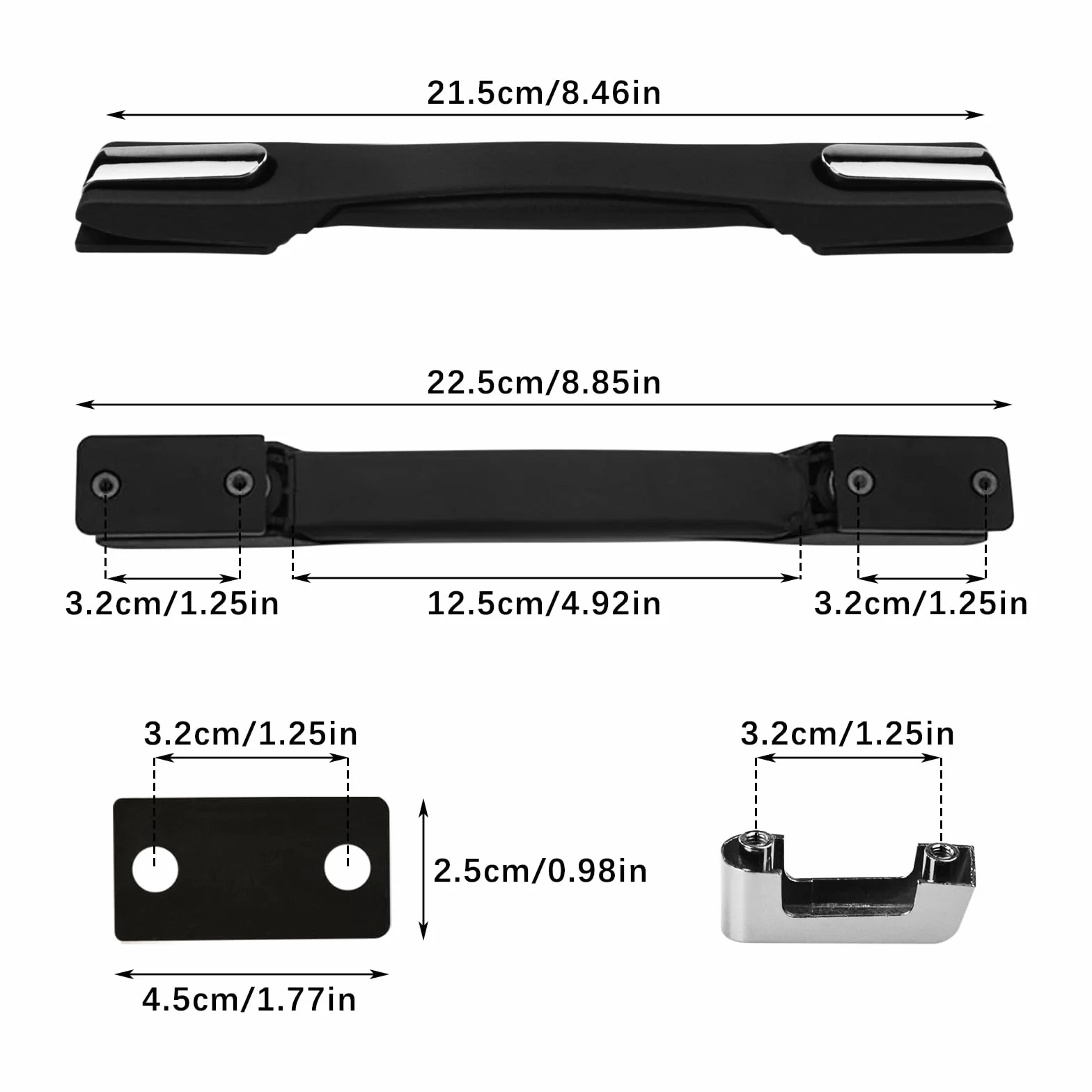 Flylin Ergonomiczne uchwyty do walizki z tworzywa sztucznego 20 cm czarne 2 szt