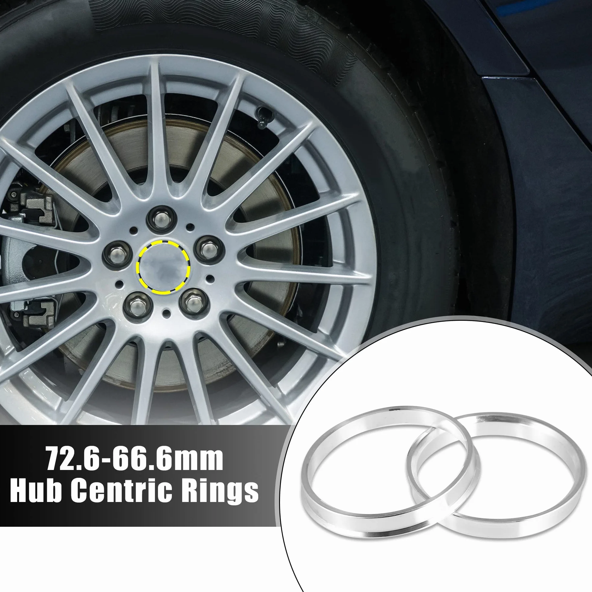 X AUTOHAUX 2 sztuki samochodowych pierścienie centryczne średnica zewnętrzna 72,6 mm do średnicy wewnętrznej 66,6 mm